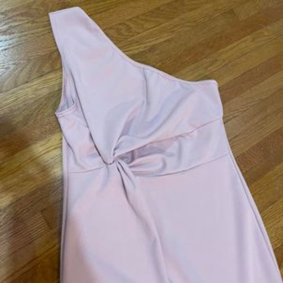 NWOT Boohoo One Shoulder Knot Front Frill Midi Dress - Picture 4 of 6